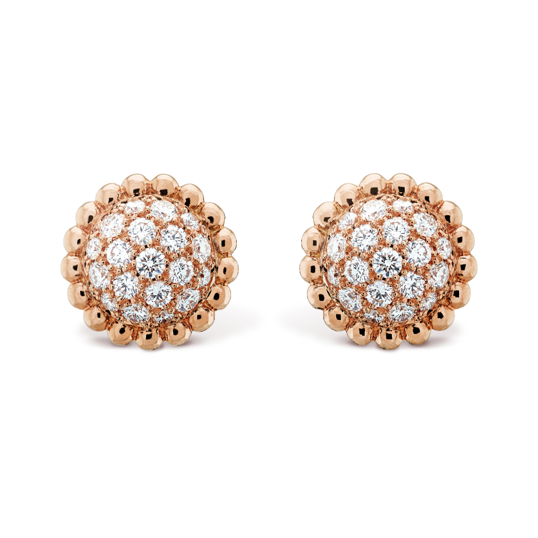 18K Gold Diamond VCA Perlée Earrings