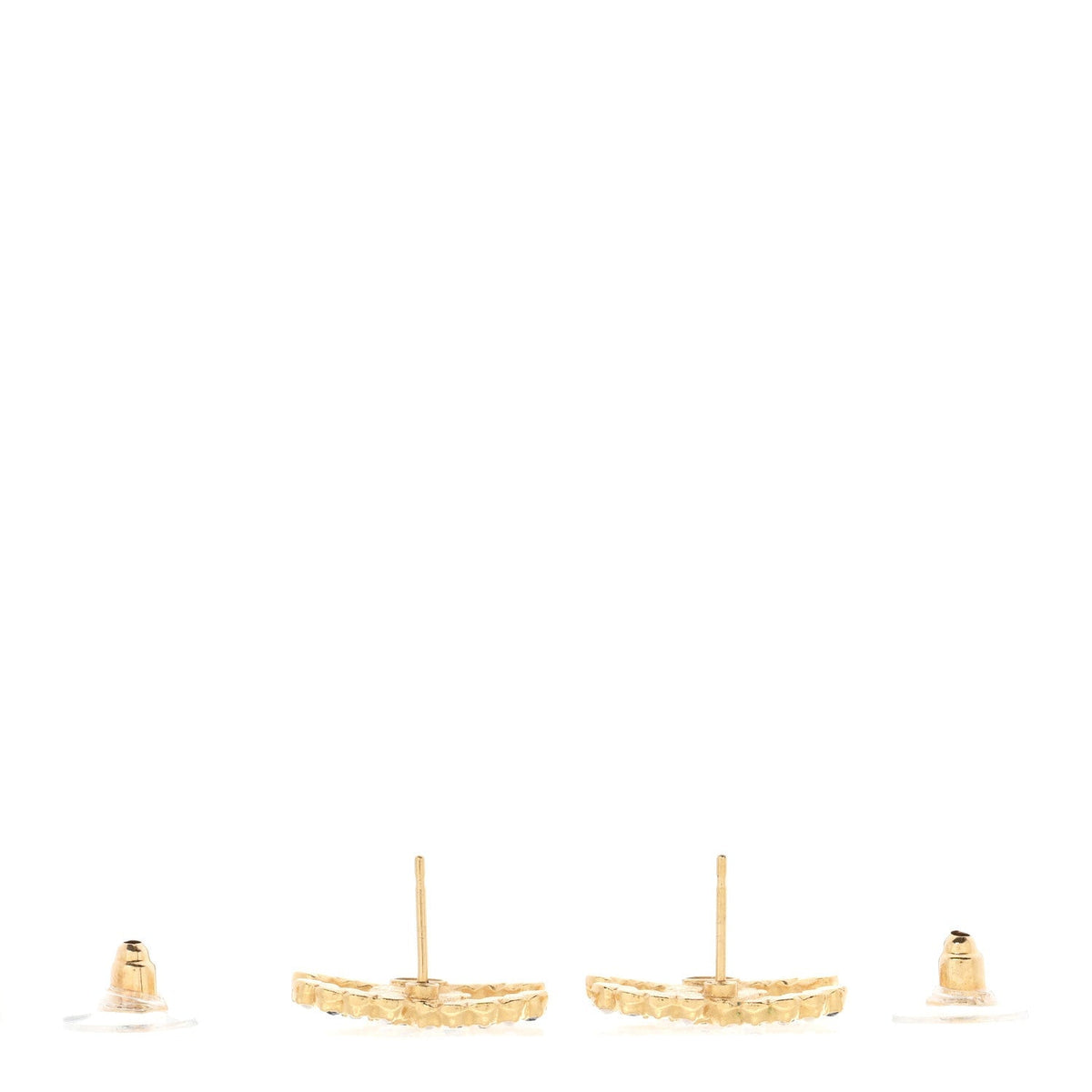 Chanel Resin Pearl Crystal CC Earrings Gold Black