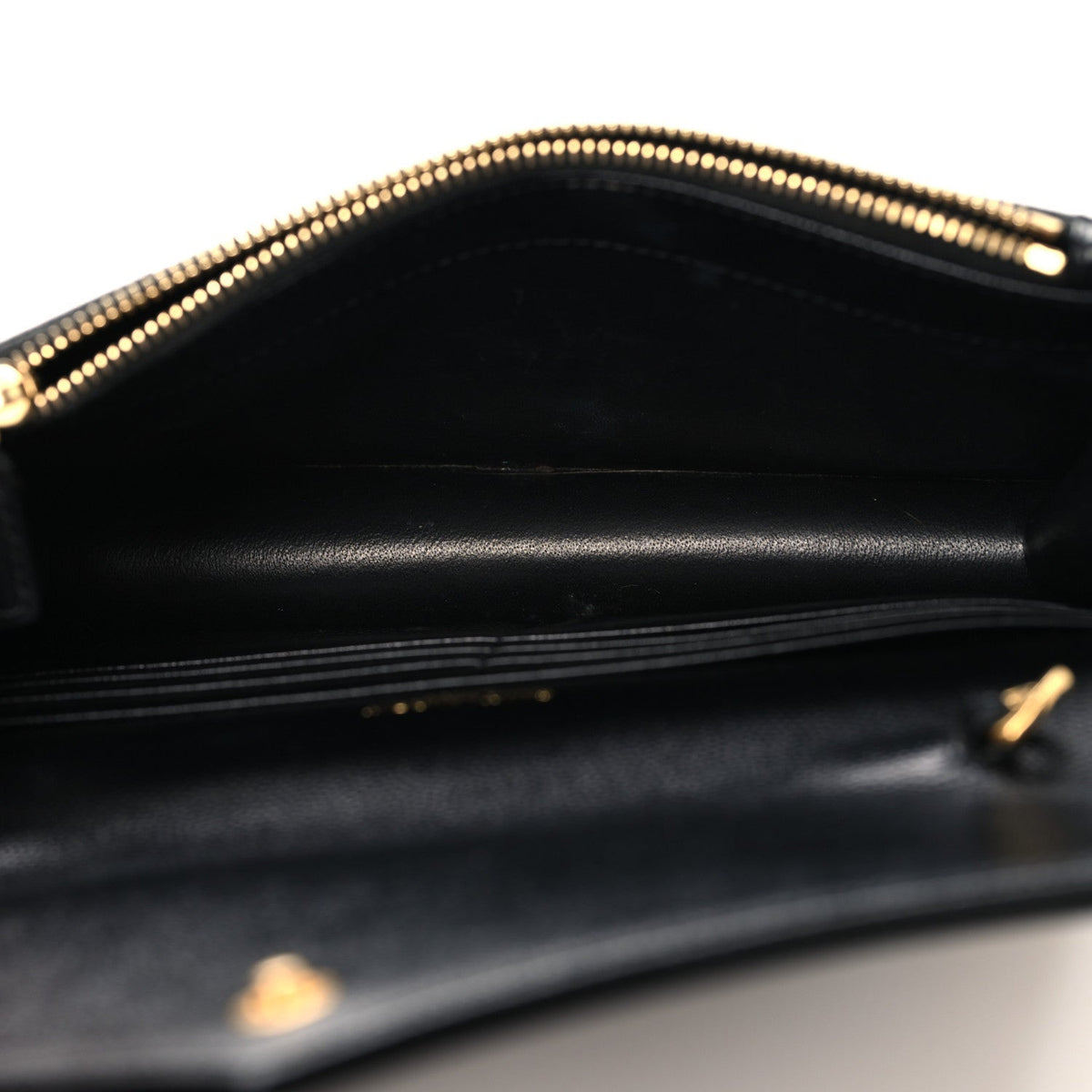 Saint Laurent Grain De Poudre Matelasse Chevron Monogram Envelope Chain Wallet Black