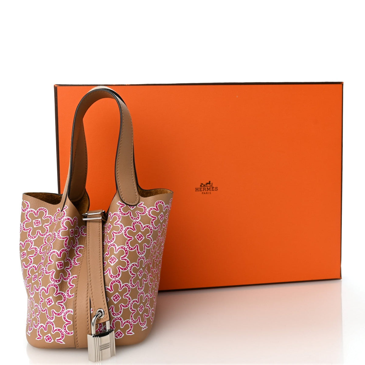 Hermes Swift Micro Lucky Daisy Picotin Lock Bag Chai Rose White