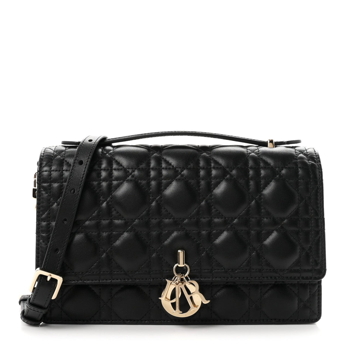 Dior Lambskin Cannage My Dior Top Handle Bag Black