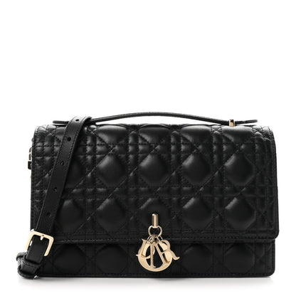 Dior Lambskin Cannage My Dior Top Handle Bag Black