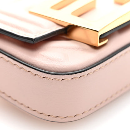 Fendi Nappa Matisse FF Embossed Nano Baguette Charm Rosa Quarzo