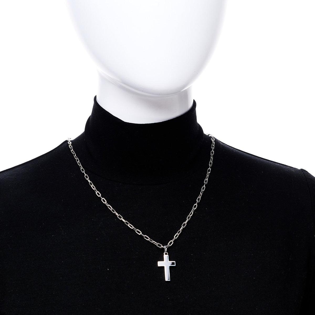 David Yurman Sterling Silver Black Onyx Cross Pendant Necklace