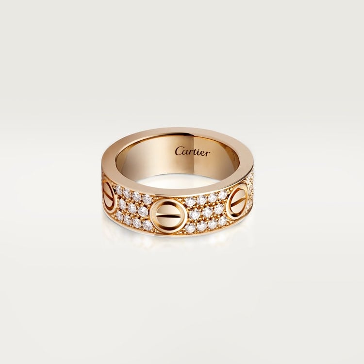 18K Rose Gold Diamonds Cartier Love Ring