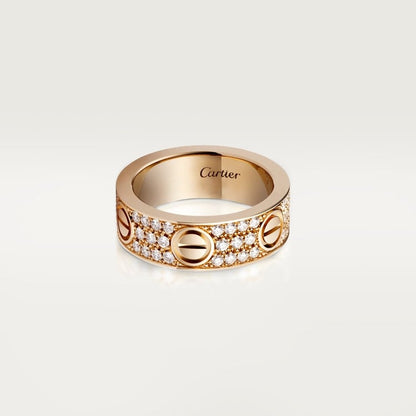 18K Rose Gold Diamonds Cartier Love Ring