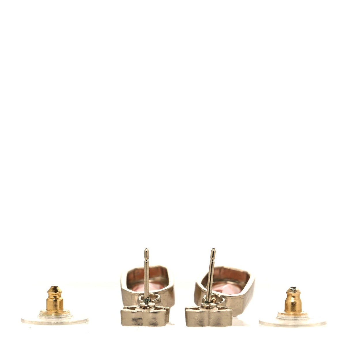 Chanel Crystal CC Drop Earrings Pink Gold