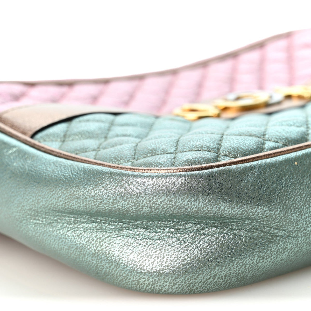 Gucci Laminated Nappa Trapuntata Small Zumi Shoulder Bag Rosa Lago Rame