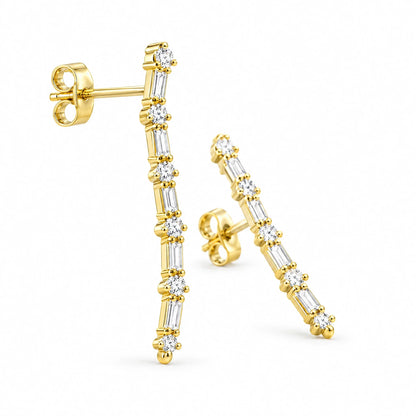 Elara 18K Gold Plated 925 Sterling Silver Cubic Zirconia Baguette Ear Climber Earrings
