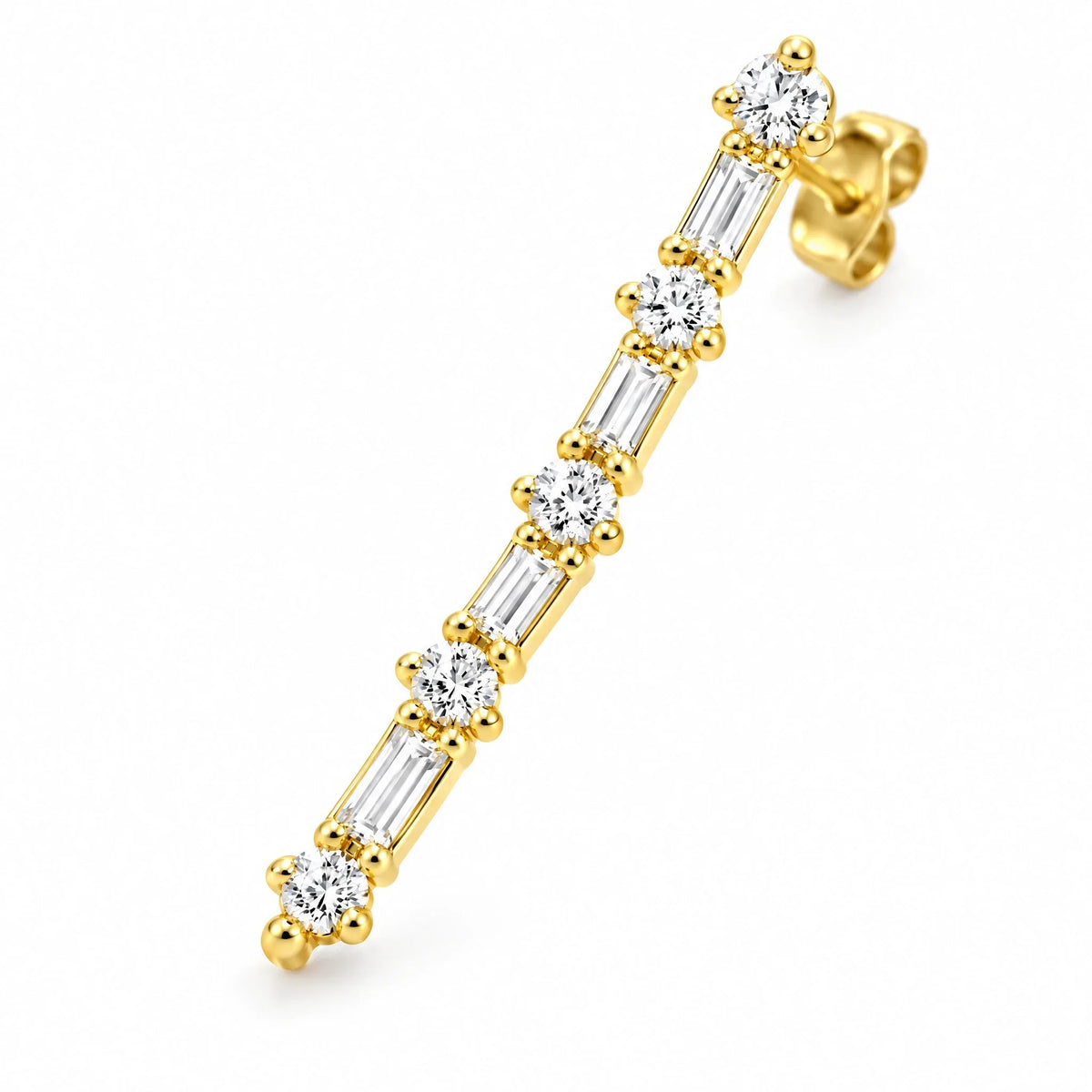 Elara 18K Gold Plated 925 Sterling Silver Cubic Zirconia Baguette Ear Climber Earrings