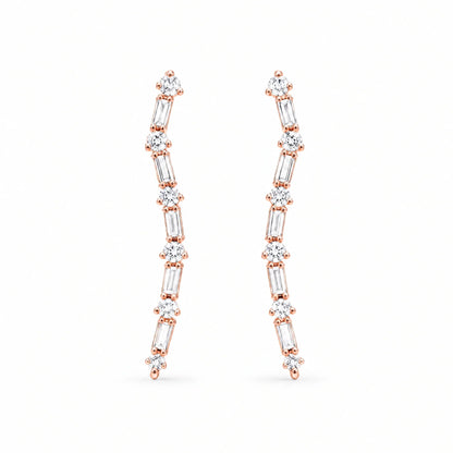 Elara 18K Gold Plated 925 Sterling Silver Cubic Zirconia Baguette Ear Climber Earrings