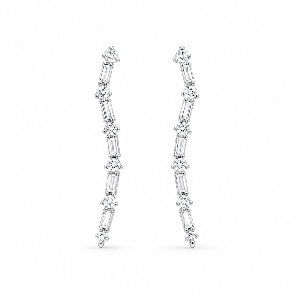 Elara 18K Gold Plated 925 Sterling Silver Cubic Zirconia Baguette Ear Climber Earrings