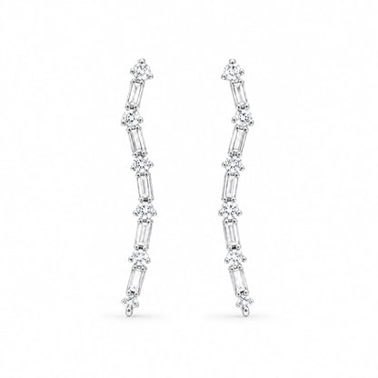 Elara 18K Gold Plated 925 Sterling Silver Cubic Zirconia Baguette Ear Climber Earrings
