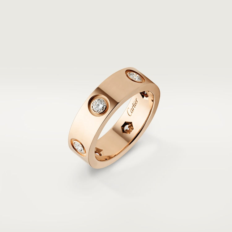 18K Rose Gold Diamonds Cartier Love Ring
