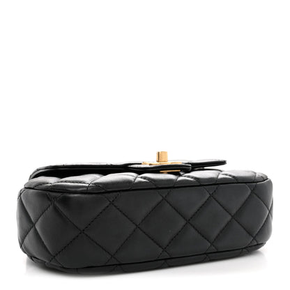 Chanel Lambskin Quilted Baywatch Top Handle Flap Black