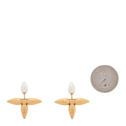 Louis Vuitton Pearl Louisette By Night Earrings Gold