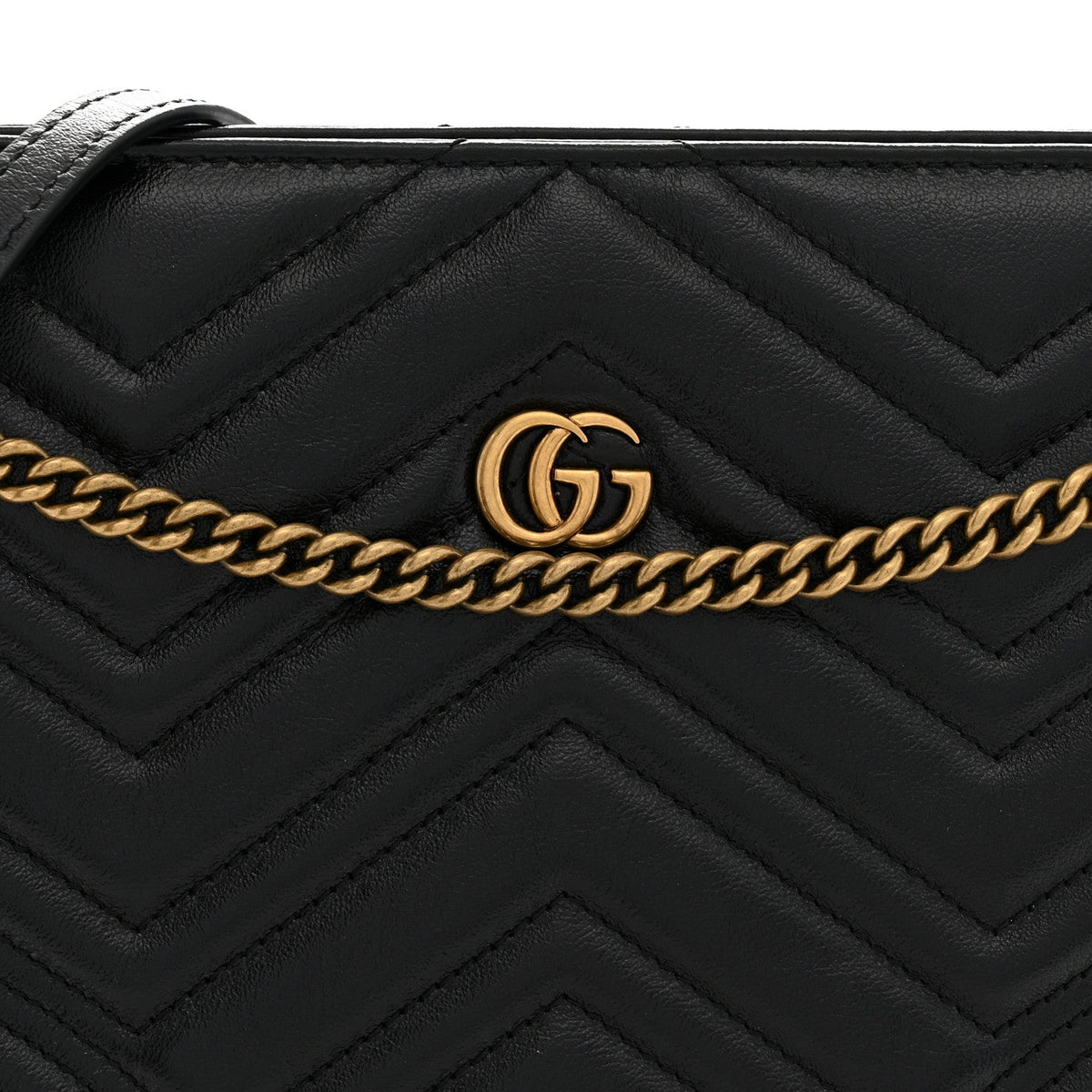 Gucci Calfskin Matelasse Heart Medium GG Marmont Shoulder Bag Black 1984430