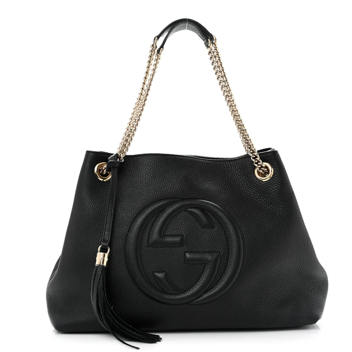 Gucci Pebbled Calfskin Medium Soho Chain Shoulder Bag Black 1984685