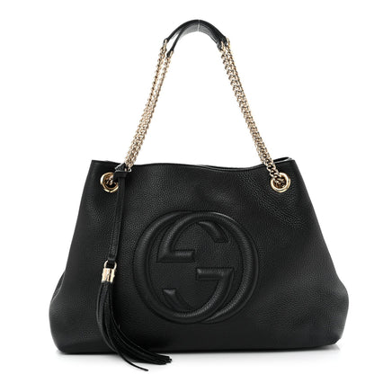 Gucci Pebbled Calfskin Medium Soho Chain Shoulder Bag Black 1984685