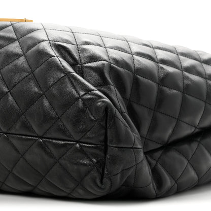 Saint Laurent Lambskin Quilted Maxi Icare Shopping Tote Black