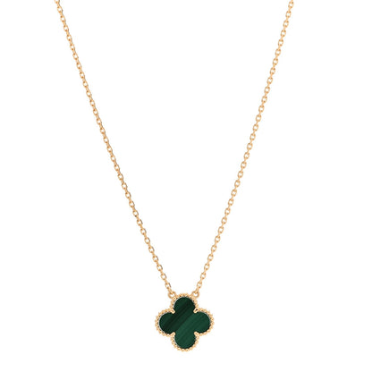 Van Cleef & Arpels 18K Yellow Gold Malachite Vintage Alhambra Pendant Necklace