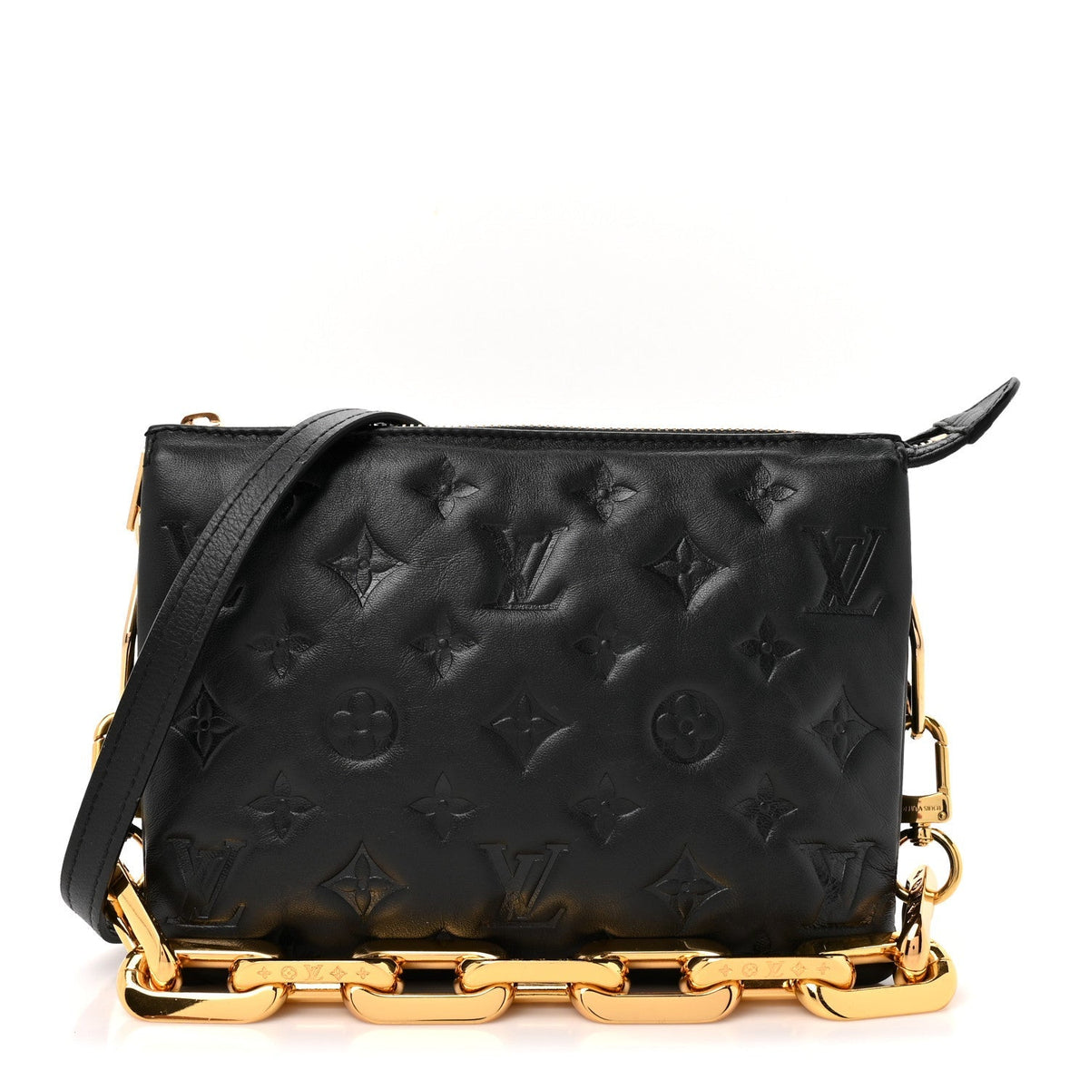 Louis Vuitton Lambskin Embossed Monogram Coussin BB Black 1957609