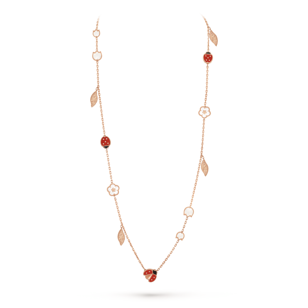 VCA 18K Rose Gold Lucky Spring 15-Motif Long Necklace