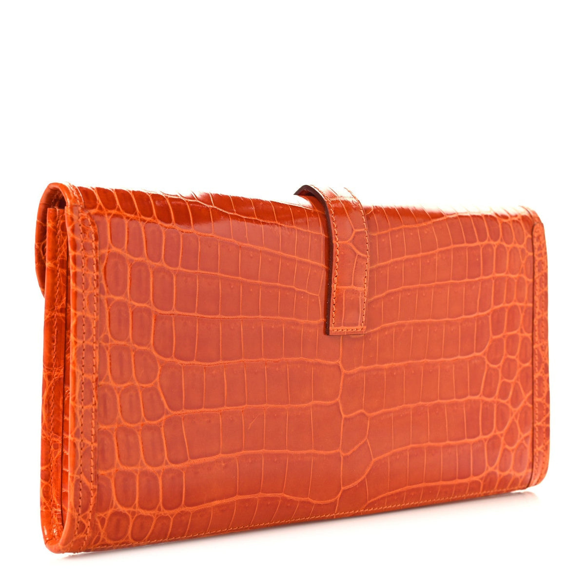 Hermes Shiny Niloticus Crocodile Jige Elan 29 Clutch Bougainvillea
