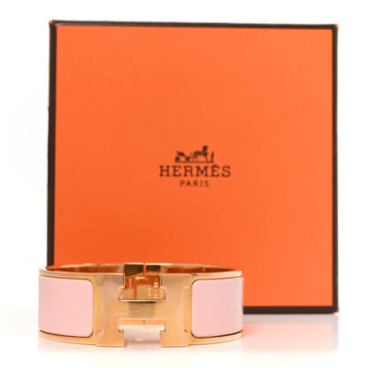 Hermes Enamel Wide Clic Clac H Bracelet PM Rose Dragee