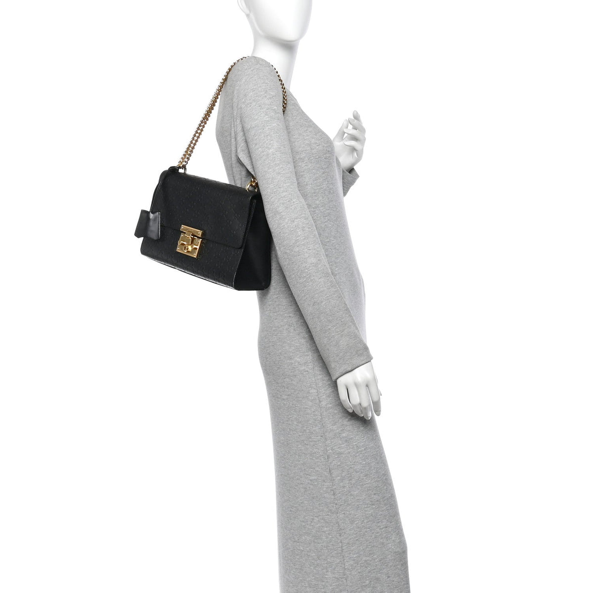 Gucci Guccissima Leather Medium Padlock Shoulder Bag Black