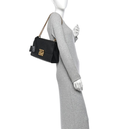 Gucci Guccissima Leather Medium Padlock Shoulder Bag Black