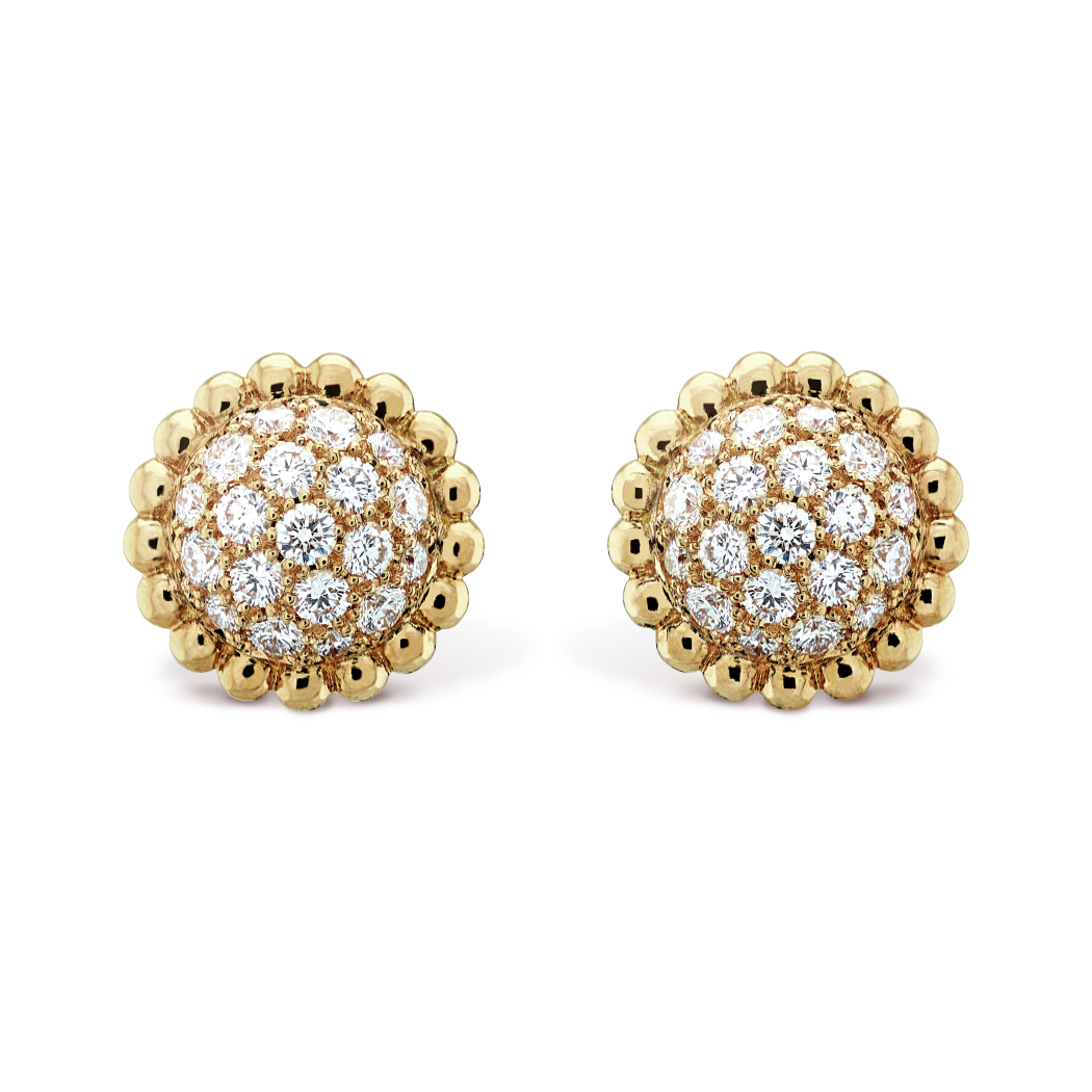 18K Gold Diamond VCA Perlée Earrings
