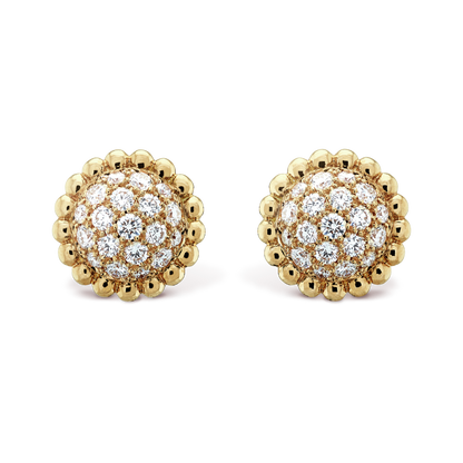 18K Gold Diamond VCA Perlée Earrings