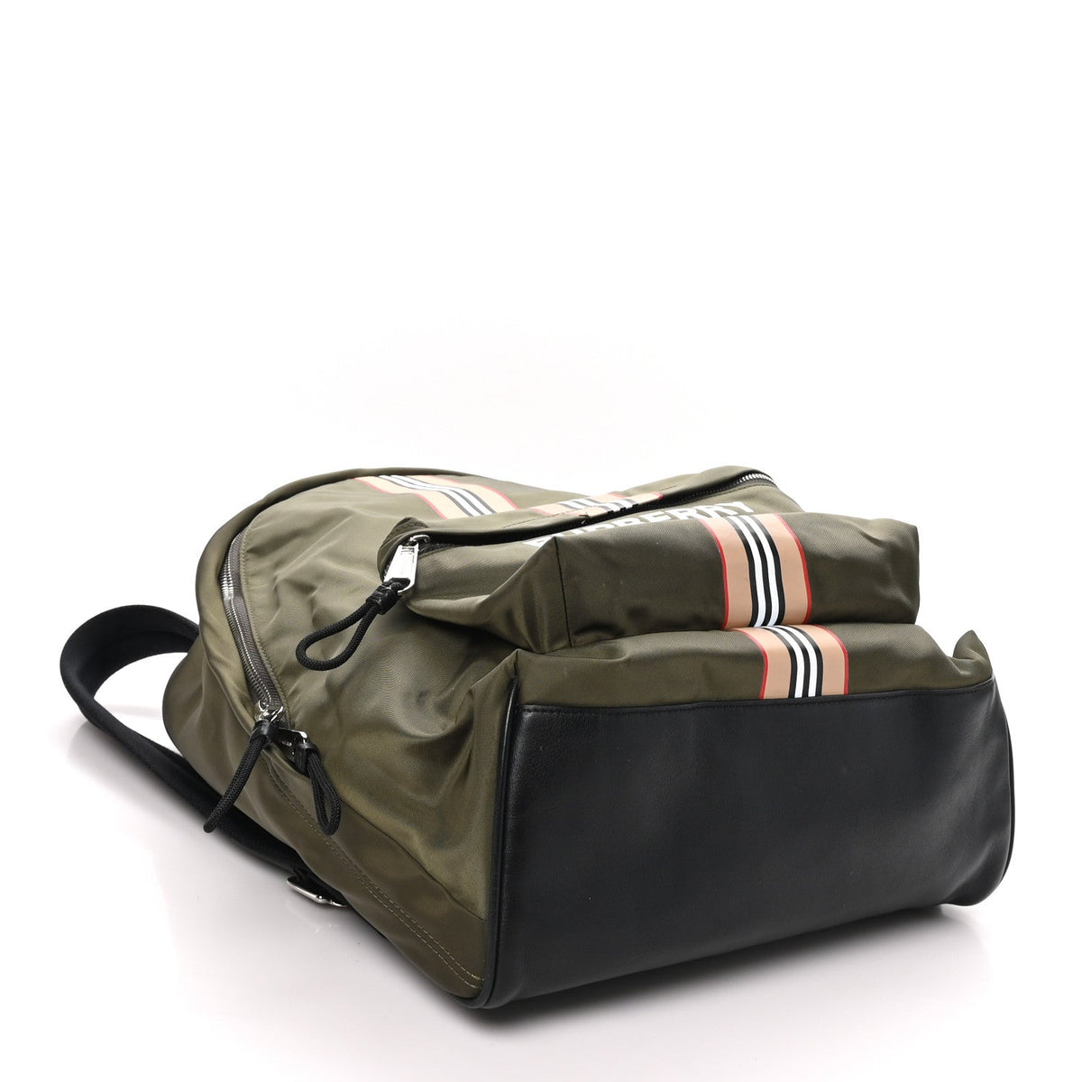 Burberry Canvas Vintage Check Stripe Jett Backpack Dark Olive Green