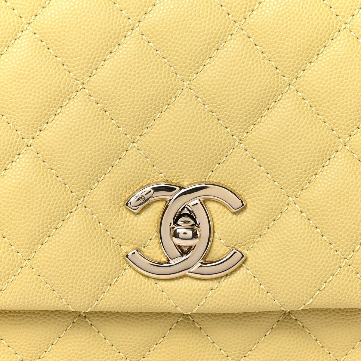 Chanel Caviar Quilted Small Coco Handle Flap Yellow
