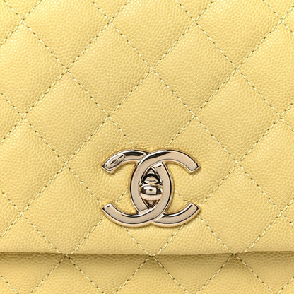 Chanel Caviar Quilted Small Coco Handle Flap Yellow