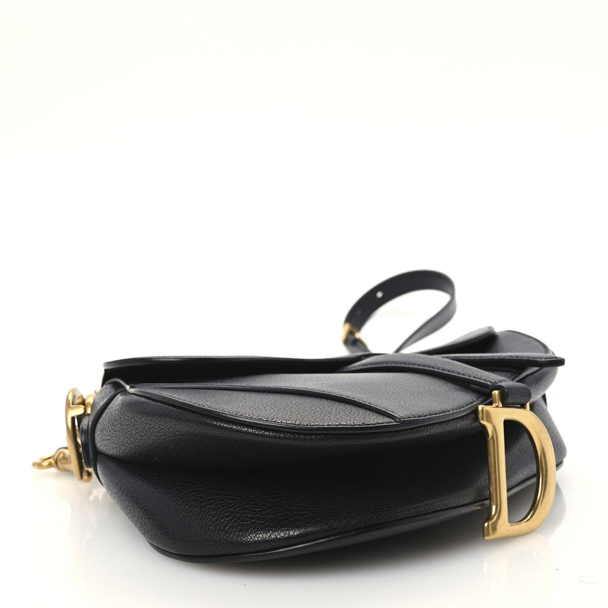 Christian Dior Shiny Goatskin Saddle Bag Black