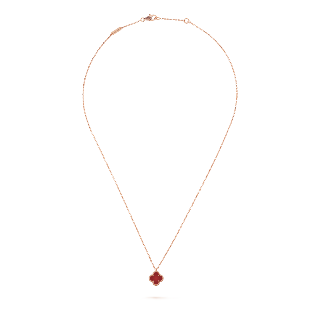 18K Rose Gold Carnelian VCA Sweet Alhambra Pendant