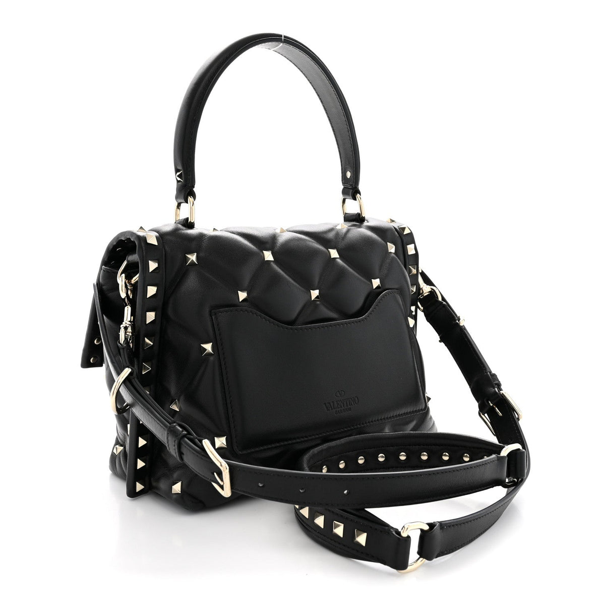 Valentino Garavani Nappa Medium Candystud Top Handle Bag Black 1981048