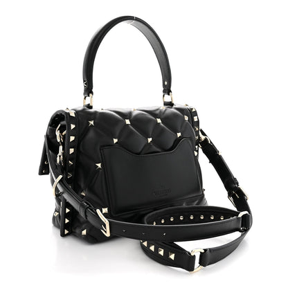 Valentino Garavani Nappa Medium Candystud Top Handle Bag Black 1981048