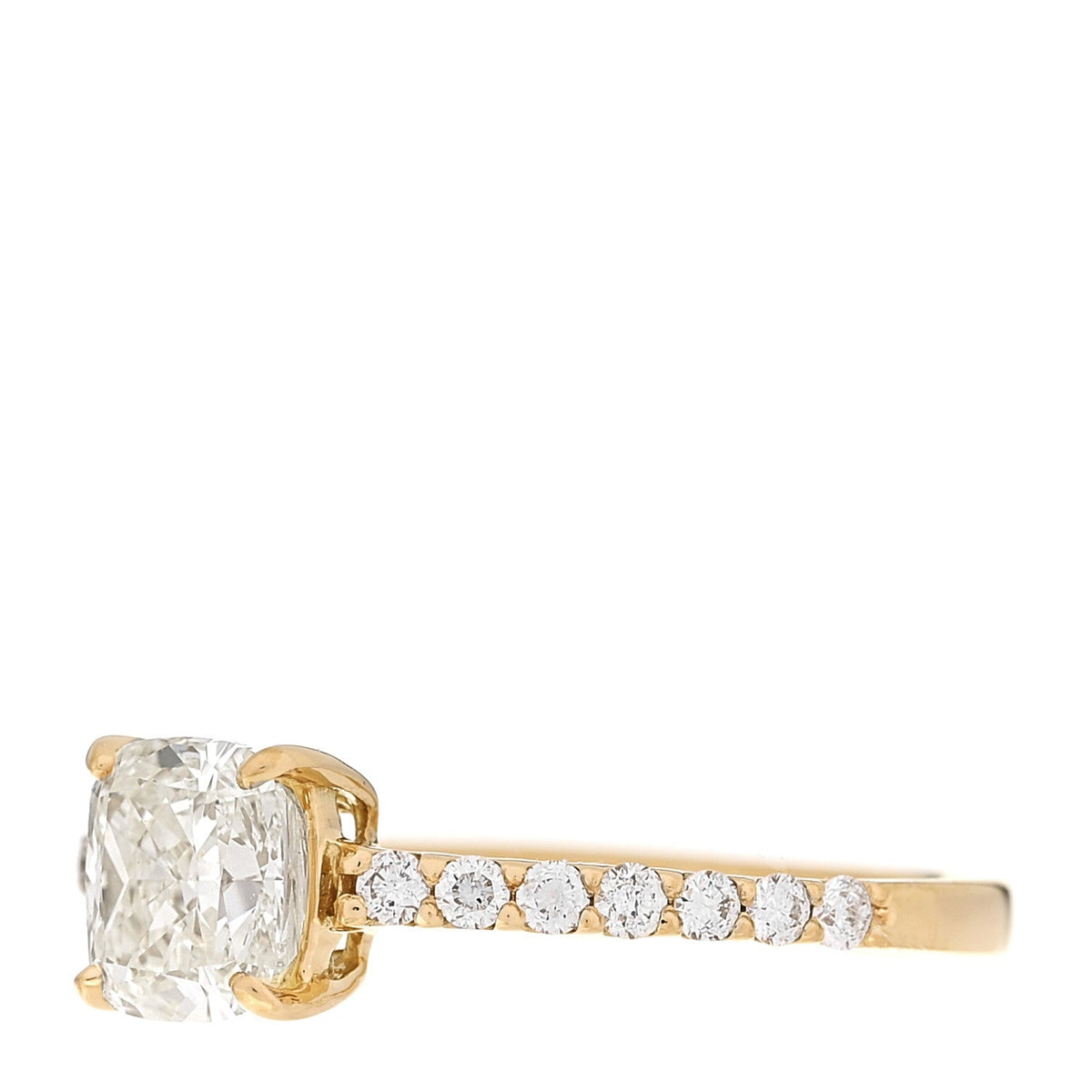 Parker & West by FASHIONPHILE18K Yellow Gold Diamond 1.00ct Cushion Cut Pave Band Engagement Ring 51 5.75