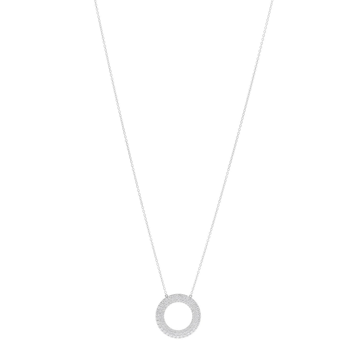 Tiffany 18K White Gold Diamond Metro Circle Pendant Necklace