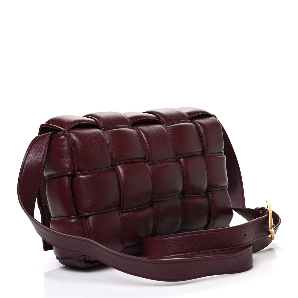 Bottega Veneta Nappa Maxi Intreccio Padded Cassette Crossbody Bag Dark Red