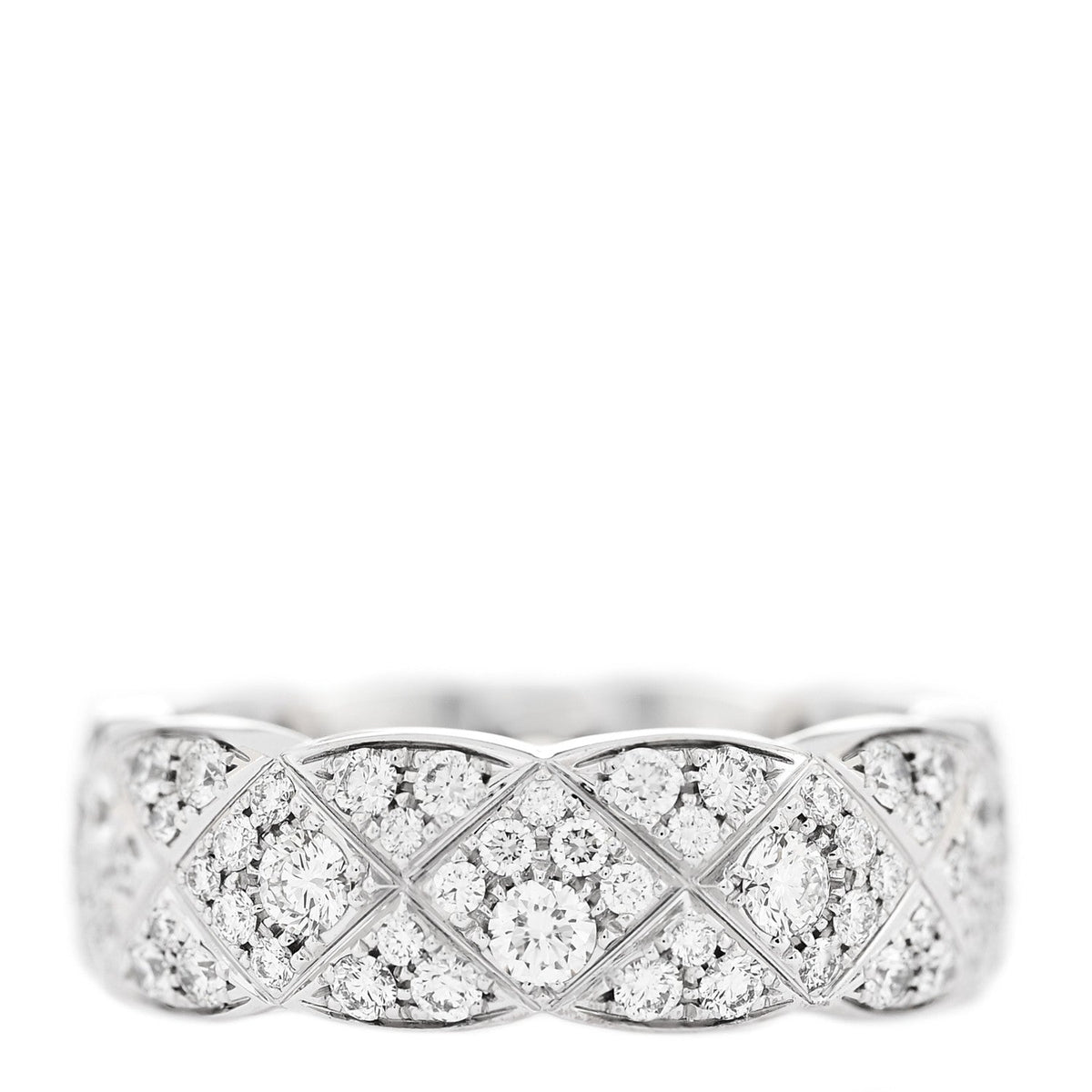 Chanel 18K White Gold Diamond Coco Crush Paved Ring 54