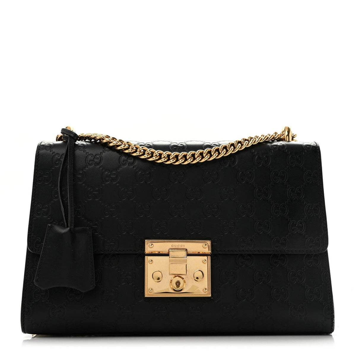 Gucci Guccissima Leather Medium Padlock Shoulder Bag Black