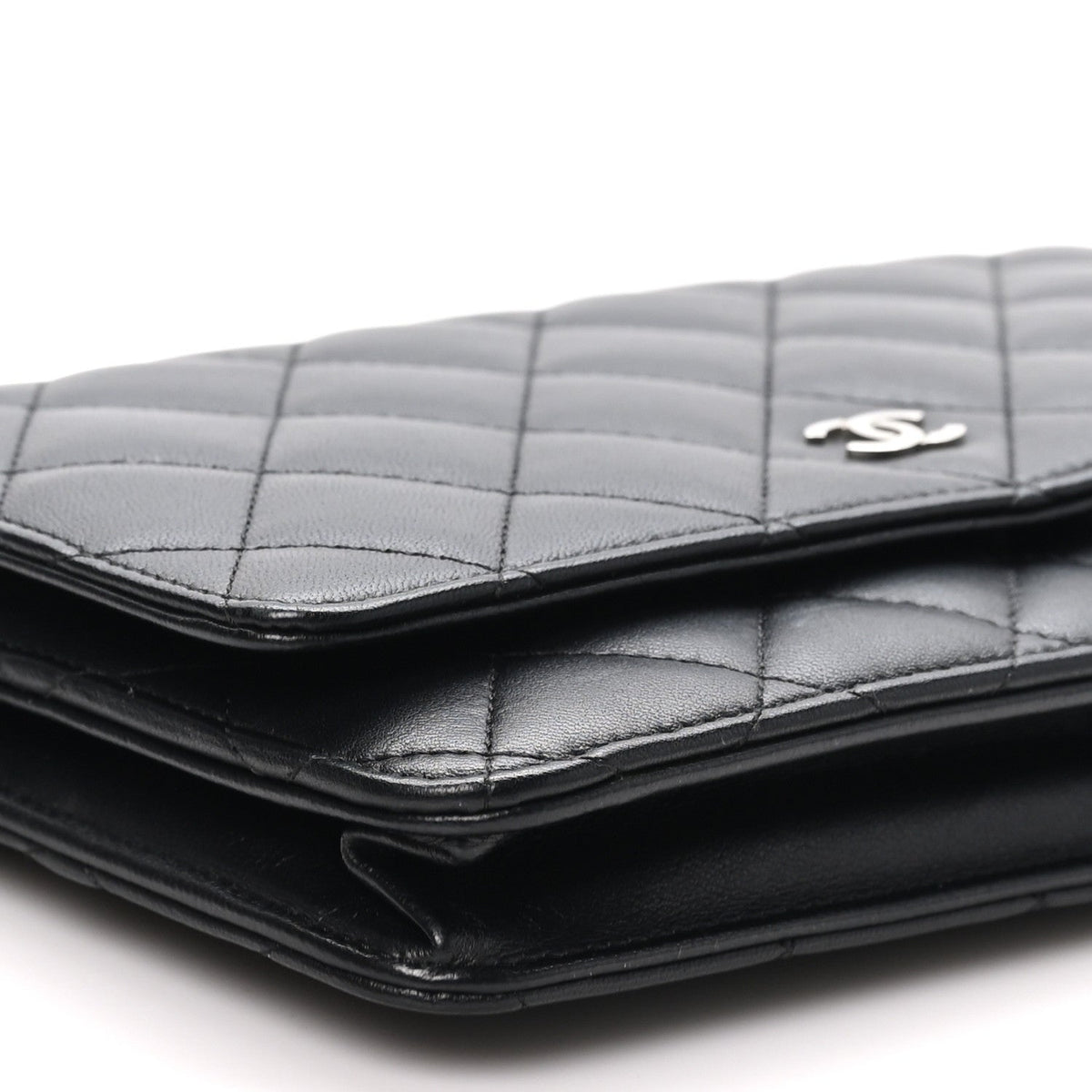 Chanel Lambskin Quilted Wallet On Chain WOC Bag Black