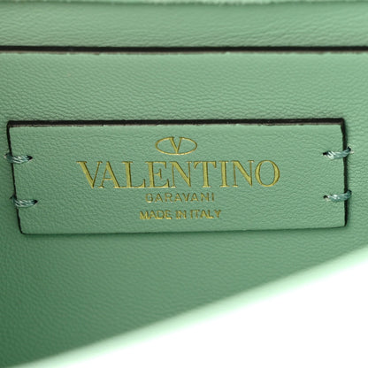 Valentino Garavani Crystal Suede Small Roman Stud Shoulder Bag Green