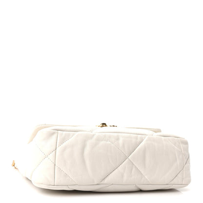 Chanel Goatskin Quilted Medium 19 Flap Bag White
