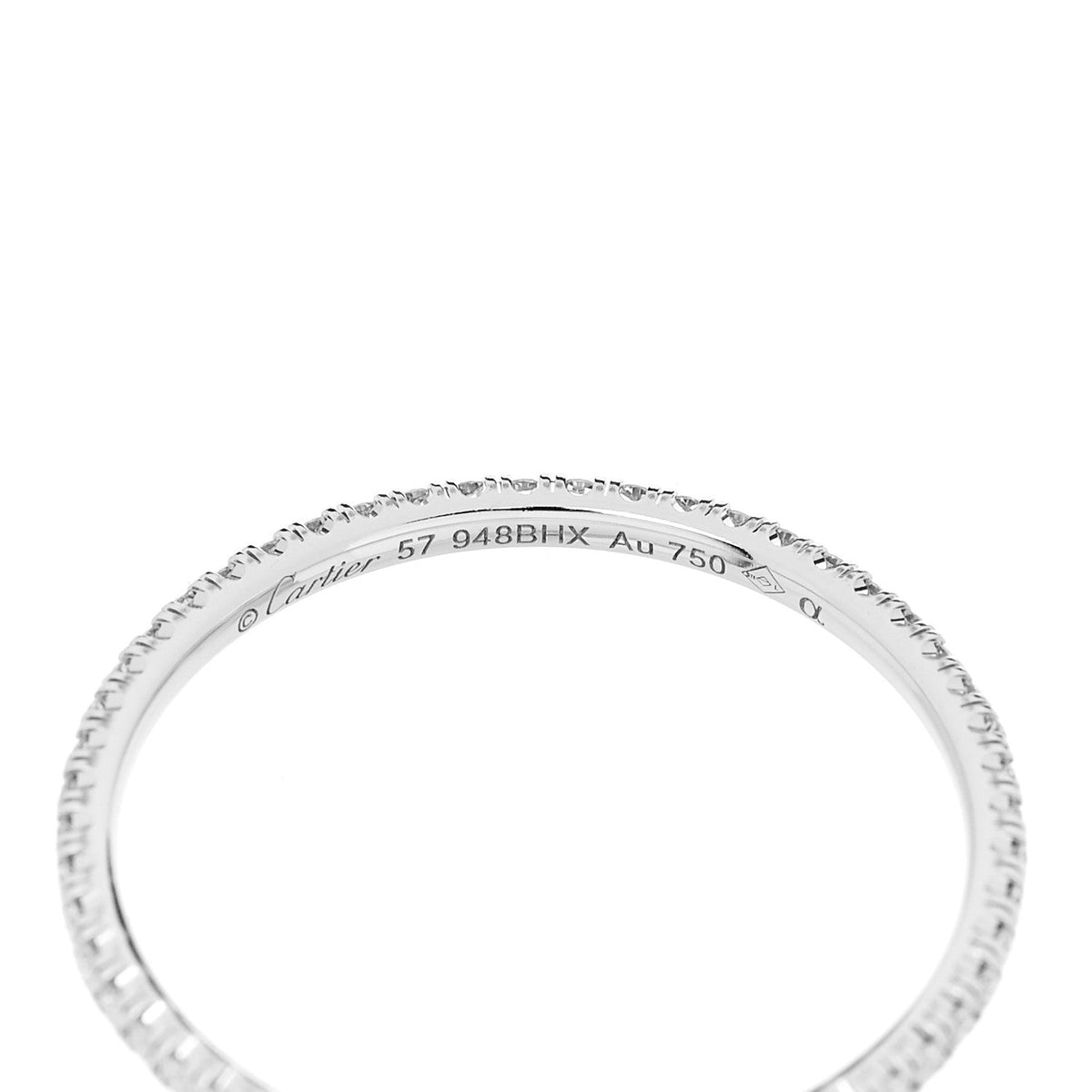 Cartier 18K White Gold Diamond 1.5mm Etincelle de Cartier Wedding Band Ring 57 8