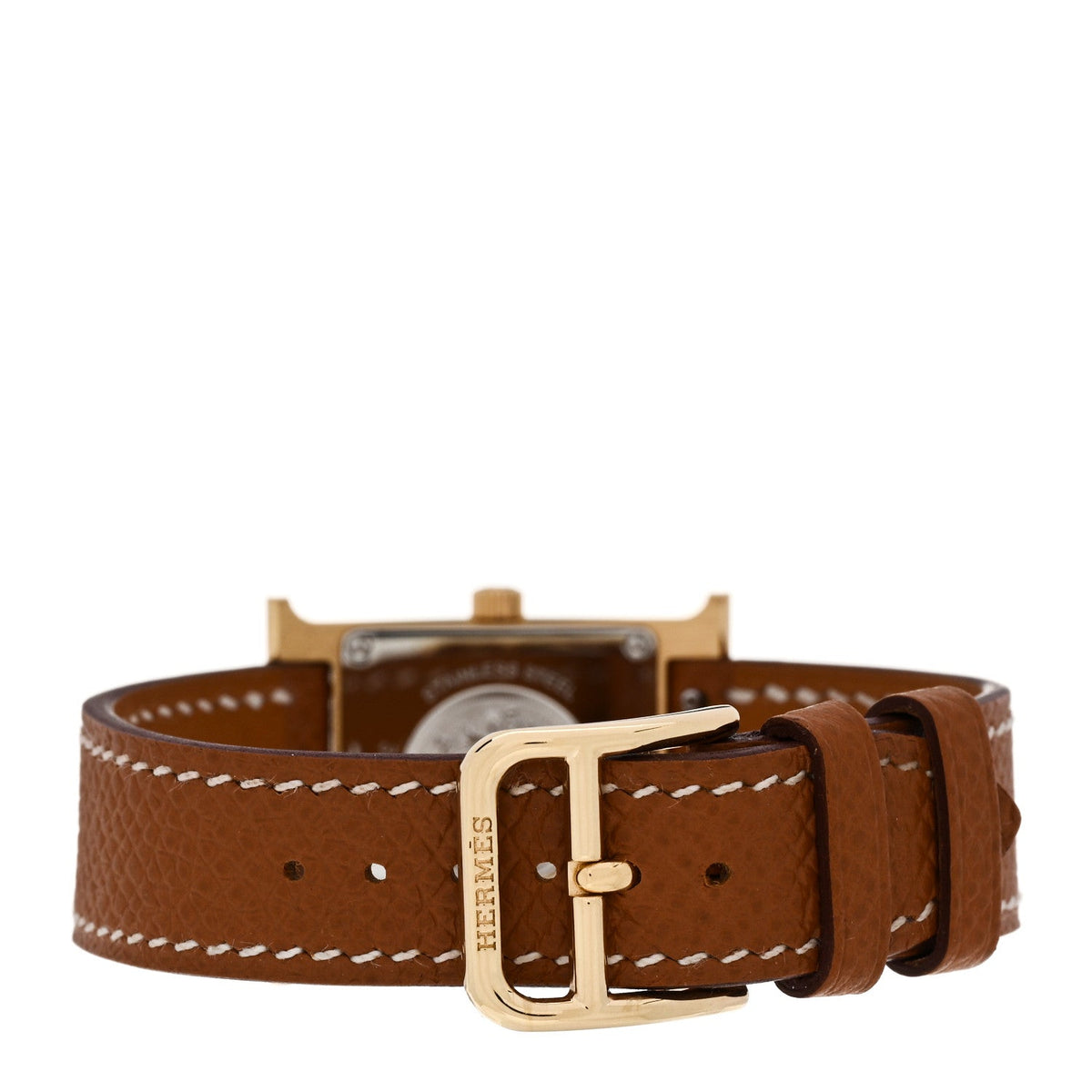 Hermes Stainless Steel Epsom 21mm Heure H Watch Gold